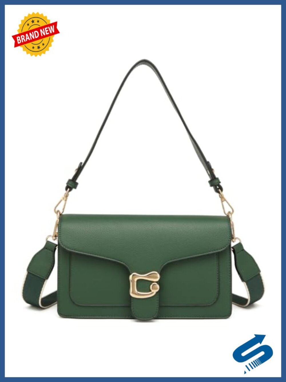 Vegan Leather Crossbody Bag with 2 Straps, Large Capacity Satchel, Evening